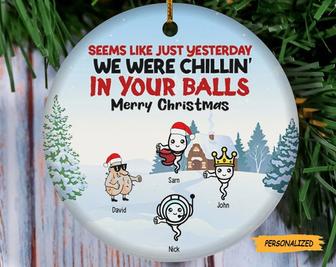 Seems Like Yesterday We Were Chillin’ In Your Balls, Personalized Custom Dad Christmas Ornament, Christmas Tree Decor Gift For Dad - Thegiftio