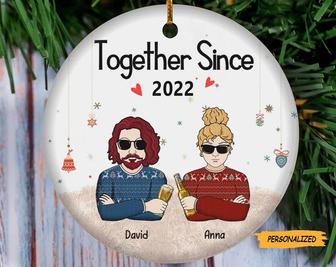 Together Since, Personalized Custom Couple Christmas Ornament, Anniversary, Christmas, New Year Gift For Husband, Wife, Lover, Girlfriend - Thegiftio UK