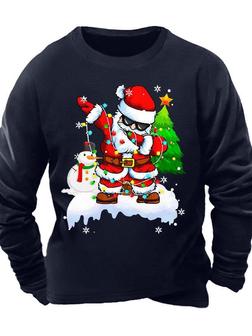 Men’s Merry Christmas Santa Crew Neck Regular Fit Casual Christmas Sweatshirt - Seseable