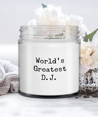 Wedding D.J. World's Greatest DJ Candle Vanilla Scented Soy Wax Blend 9 oz. with Lid - Thegiftio