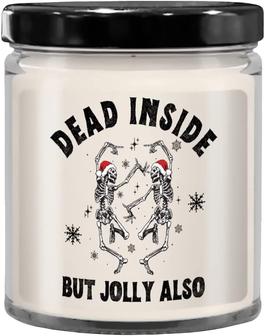 Dead Inside, Christmas Skeleton, Dancing Skeleton, Spooky Christmas, Creepy Christmas, Goth 9 oz Vanilla Scented Soy Wax Candle - Thegiftio UK