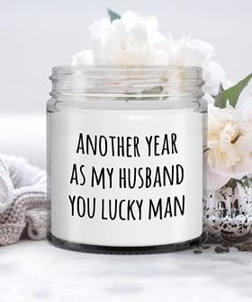 Another Year As My Husband You Lucky Man Candle Vanilla Scented Soy Wax Blend 9 oz. with Lid - Thegiftio UK