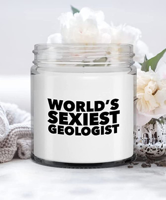 World's Sexiest Geologist Candle Vanilla Scented Soy Wax Blend 9 oz. with Lid - Thegiftio