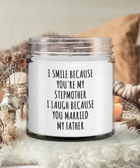 Stepmom Present for Stepmother I Smile Because You're My Stepmother Candle Vanilla Scented Soy Wax Blend 9 oz. - Thegiftio UK