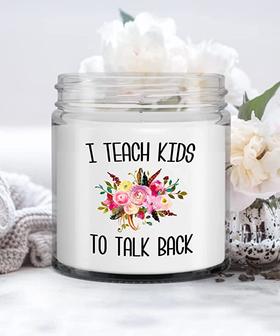 SLP Gift I Teach Kids to Talk Back Candle Vanilla Scented Soy Wax Blend 9 oz. with Lid - Thegiftio UK