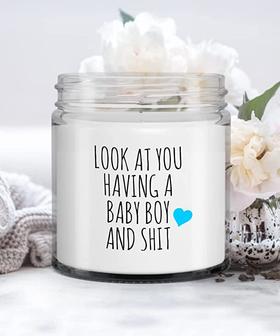 Look at You Having A Baby Boy and Shit Candle Vanilla Scented Soy Wax Blend 9 oz. with Lid - Thegiftio UK