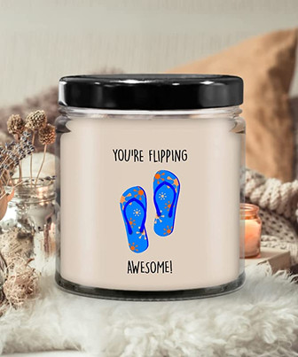 Congratulations You're Flipping Awesome Candle 9 oz Vanilla Scented Soy Wax Blend Candles Funny Gift - Thegiftio