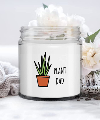 Plant Dad Candle Vanilla Scented Soy Wax Blend 9 oz. with Lid - Thegiftio