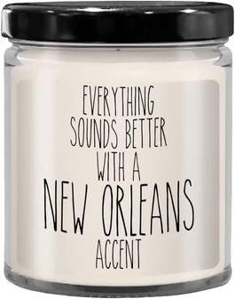 New Orleans Candle, New Orleans Gifts, Everything Sounds Better with A New Orleans Accent 9 oz Vanilla Scented Soy Wax Candle - Thegiftio UK
