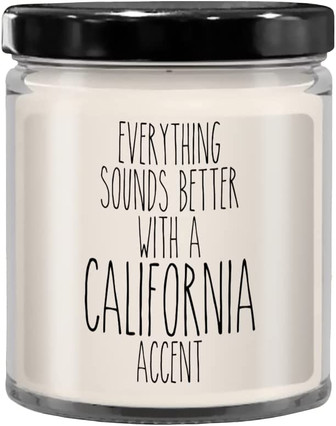 California Souvenir, California State, California Gifts, Everything Sounds Better with a California Accent 9 oz Vanilla Scented Candle - Thegiftio UK