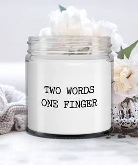 Rude Candle Two Words One Finger Candle Vanilla Scented Soy Wax Blend 9 oz. with Lid - Thegiftio UK