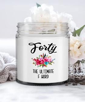 40th Birthday Gift Forty The Ultimate F Word Candle Vanilla Scented Soy Wax Blend 9 oz. with Lid - Thegiftio UK