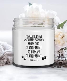 Congratulations You've Been Promoted from Dog Grandparent to Human Grandparent Candle Vanilla Scented Soy Wax Blend 9 oz. with Lid - Thegiftio UK
