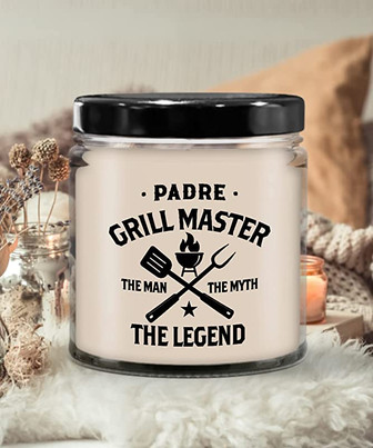 Padre Grillmaster The Man The Myth The Legend Candle 9 oz Vanilla Scented Soy Wax Blend Candles Funny Gift - Thegiftio UK