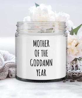 Funny Mom Gift Mother of The Goddamn Year Candle Vanilla Scented Soy Wax Blend 9 oz. with Lid - Thegiftio UK