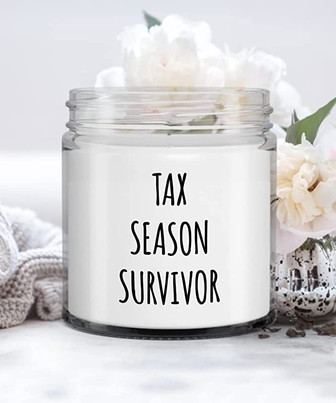 CPA Gift Tax Season Survivor Candle Vanilla Scented Soy Wax Blend 9 oz. with Lid - Thegiftio UK