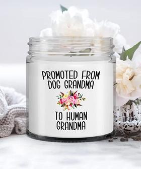 Grandma Announcement Promoted from Dog Grandma to Human Grandma Candle Vanilla Scented Soy Wax Blend 9 oz. with Lid - Thegiftio UK