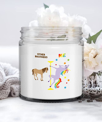 Other Brothers Vs Me Rainbow Unicorn Candle Vanilla Scented Soy Wax Blend 9 oz. with Lid - Thegiftio