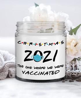 Pandemic Christmas 2021 Mask Candle The One Where We were Vaccinated Funny Gift for Friends 9 oz. Vanilla Candle - Thegiftio UK