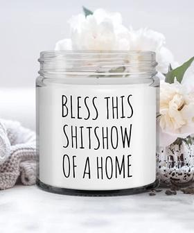 Bless This House Candle Funny Bless This Shitshow of a Home Vanilla Scented Soy Wax Blend 9 oz. with Lid - Thegiftio UK