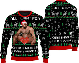 Barry Wood Christmas 2022 Christmas Sweater, 3D Ugly Christmas Sweater, Barry Wood Shirt, Christmas Sweater Black - Thegiftio UK