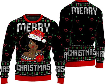 Black Girl Magic Ugly Christmas Sweater, Black Girl Christmas Sweater, African American Christmas Sweater, Black Girl Shirt - Thegiftio UK