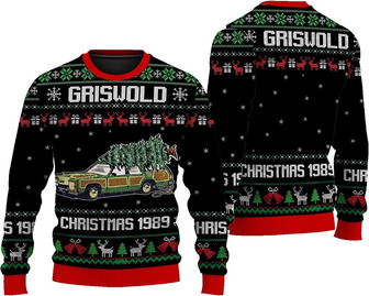 Christmas 1989 Ugly Sweater, Family Christmas 3D Shirt, Christmas Tree Farm Ugly, Christmas 3D for Men Black - Thegiftio UK