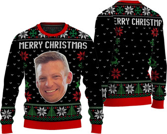 Custom Face Christmas Sweater, Personalized Christmas Ugly Sweater, Custom Photo Christmas Ugly Sweater Black - Thegiftio UK