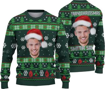 Custom Face Christmas Ugly Sweater, Christmas Sweater, Custom Photo Ugly Sweater, Personalized Photo Black - Thegiftio UK
