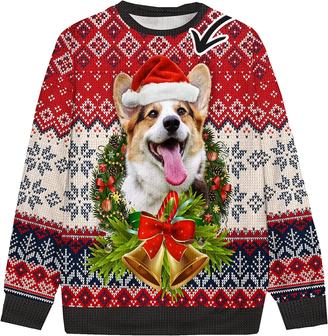 Custom Face Dog Christmas Ugly Sweater, Custom Face Shirt 3D for Men, Personalized Dog Face Christmas Ugly Sweater, Ugly Black - Thegiftio