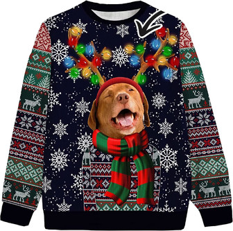 Custom Face Dog Christmas Ugly Sweater, Custom Face Sweater, Custom Christmas Sweater, Ugly Sweater, Sweatshirt 3D for Men Black - Thegiftio UK
