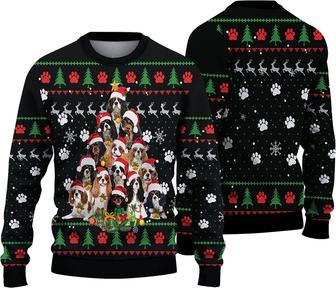 Dog Christmas Tree Ugly Sweater, Merry Christmas 2022 Ugly Sweater, Christmas Ugly Sweater with Dog Black - Thegiftio UK