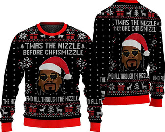 TWAS The Nizzle Before Chrismizzle and All Through The Hizzle Ugly Christmas Sweater, Christmas 3D Shirt for Men Black - Thegiftio UK