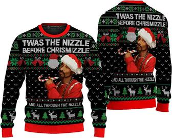 TWAS The Nizzle Before Chrismizzle Ugly Sweater, Christmas 3D Sweatshirt for Men, 3D Shirt for Holiday, Christmas Ugly Black - Thegiftio