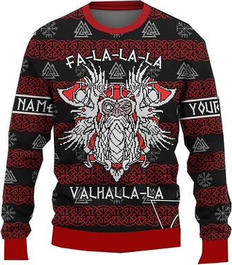 Viki.ng% FA-la-la-la Christmas Sweater, Merry Christmas Ugly Sweater, Unisex Christmas Sweater 3D, FA-la-la-la Sweater Black - Thegiftio UK