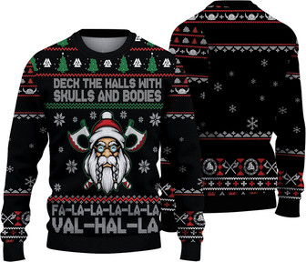 Viki.ng% FA-la-la-la Christmas Ugly Sweater, FA-la-la-la Sweater, Unisex Christmas Ugly Sweater 3D Black - Thegiftio UK