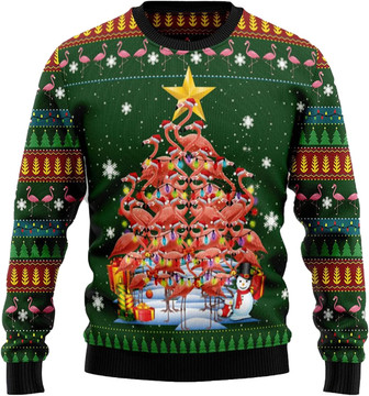 Animal Pine Tree Christmas Sweaters for Women - Mens Sweater Winter Holiday Crew Neck Shirt07 Flamingo08 - Thegiftio
