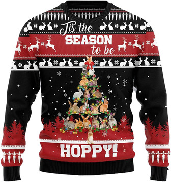 Animal Pine Tree Christmas Sweaters for Women - Mens Sweater Winter Holiday Crew Neck Shirt07 Rabbit14 - Thegiftio