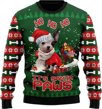 Animal Santas Christmas Sweaters for Women - Mens Sweater Winter Holiday Crew Neck Shirt08 Chihuahua02 - Thegiftio