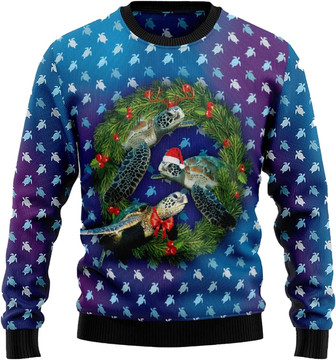 Animal Santas Christmas Sweaters for Women - Mens Sweater Winter Holiday Crew Neck Shirt08 Turtle13 - Thegiftio