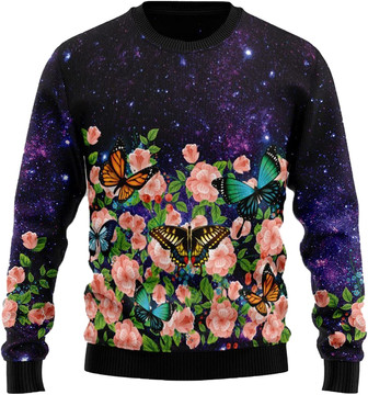 Beautiful Butterfly Christmas Sweaters for Women - Mens Sweater Winter Holiday Crew Neck Shirt19 Butterfly01 - Thegiftio UK