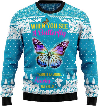 Beautiful Butterfly Christmas Sweaters for Women - Mens Sweater Winter Holiday Crew Neck Shirt19 Butterfly03 - Thegiftio UK