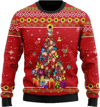Beautiful Butterfly Christmas Sweaters for Women - Mens Sweater Winter Holiday Crew Neck Shirt19 Butterfly05 - Thegiftio UK