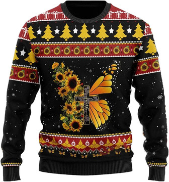 Beautiful Butterfly Christmas Sweaters for Women - Mens Sweater Winter Holiday Crew Neck Shirt19 - Thegiftio UK