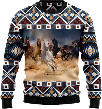 Beautiful Horse Racing Christmas Sweaters for Women - Mens Sweater Winter Holiday Crew Neck Shirt13 Horse01 - Thegiftio UK