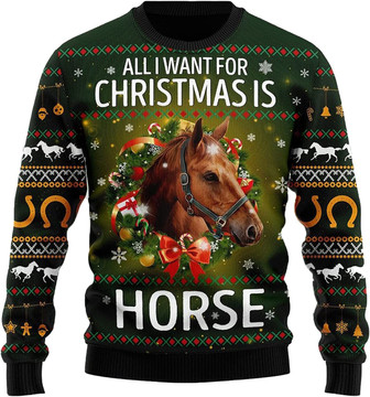 Beautiful Horse Racing Christmas Sweaters for Women - Mens Sweater Winter Holiday Crew Neck Shirt13 Horse02 - Thegiftio UK