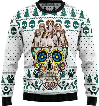 Bulldog Christmas Sweaters for Women - Mens Sweater Winter Holiday Crew Neck Shirt03 Beagle11 - Thegiftio UK