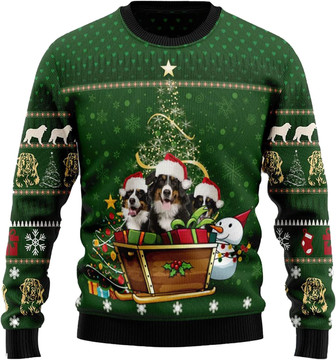 Bulldog Christmas Sweaters for Women - Mens Sweater Winter Holiday Crew Neck Shirt03 Bernese01 - Thegiftio UK