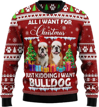 Bulldog Christmas Sweaters for Women - Mens Sweater Winter Holiday Crew Neck Shirt03 Bulldog05 - Thegiftio UK