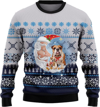 Bulldog Christmas Sweaters for Women - Mens Sweater Winter Holiday Crew Neck Shirt03 Bulldog06 - Thegiftio UK